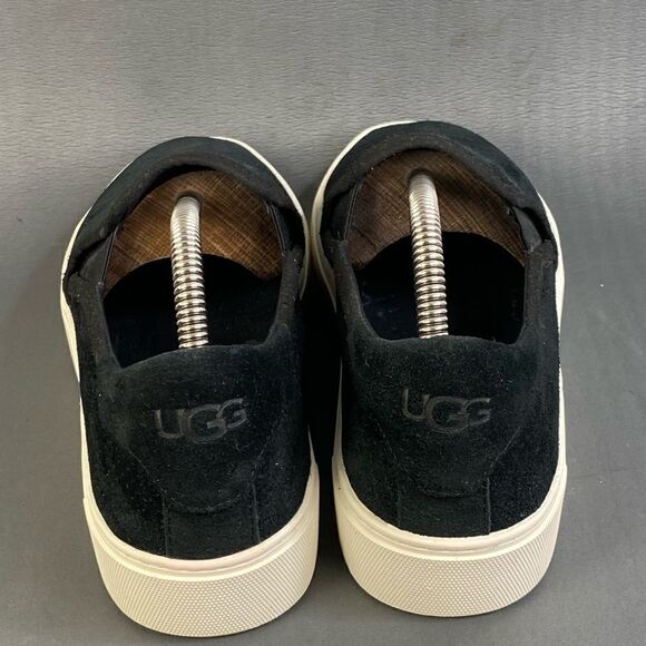 UGG Women's  Abies Perforated Black Suede Slip On Platform Sneaker Shoe 8.5 - Picture 4 of 8